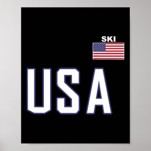 Usa Flag Skiing Team Cool Ski Equipment For Skier  Poster