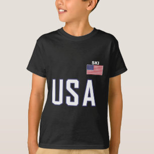 Usa Flag Skiing Team Cool Ski Equipment For Skier T-Shirt