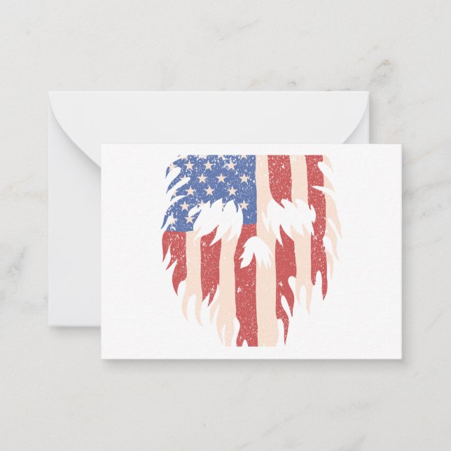 USA Flag Skull Beard | Distressed Patriotic Design Card (Front)