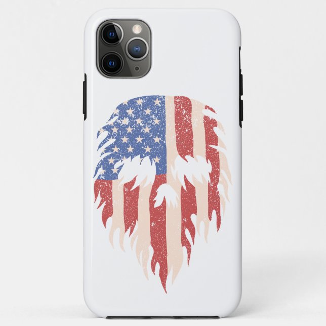 USA Flag Skull Beard | Distressed Patriotic Design Case-Mate iPhone Case (Back)
