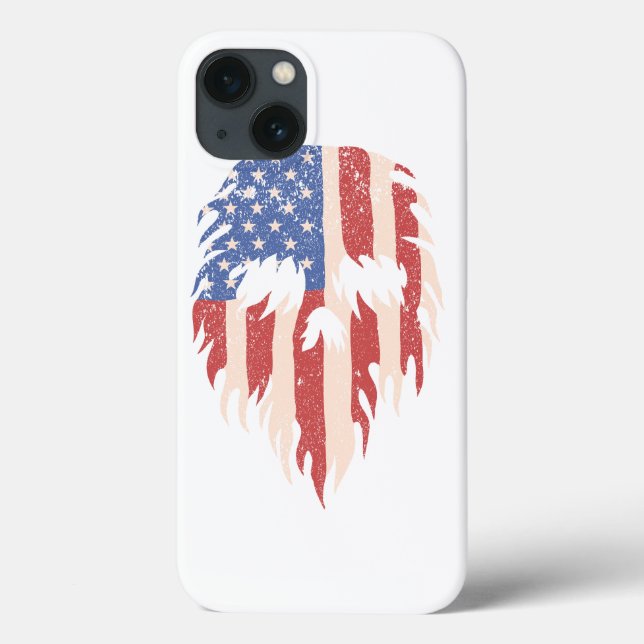 USA Flag Skull Beard | Distressed Patriotic Design Case-Mate iPhone Case (Back)