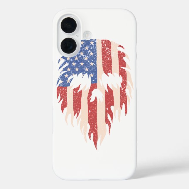 USA Flag Skull Beard | Distressed Patriotic Design Case-Mate iPhone Case (Back)