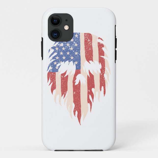 USA Flag Skull Beard | Distressed Patriotic Design Case-Mate iPhone Case (Back)