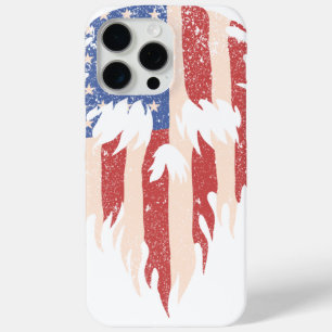 USA Flag Skull Beard   Distressed Patriotic Design iPhone 15 Pro Max Case