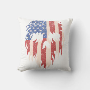 USA Flag Skull Beard   Distressed Patriotic Design Cushion