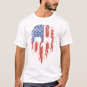 USA Flag Skull Beard Distressed Patriotic Design T-Shirt