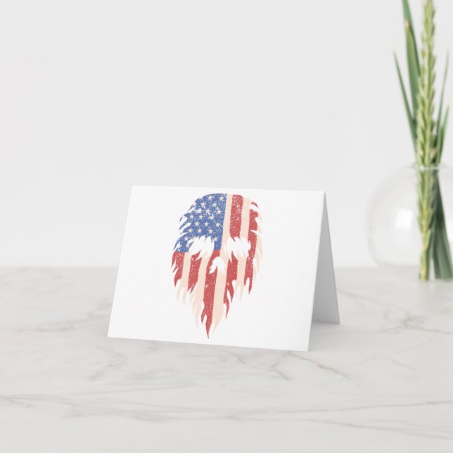 USA Flag Skull Beard | Distressed Patriotic Design Thank You Card (Front)