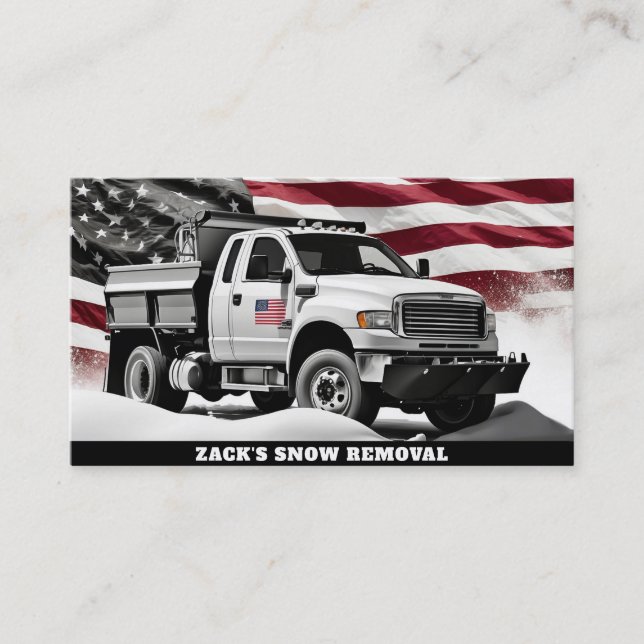 *~* USA Flag Snow Removal Truck AP74 Patriotic Business Card (Front)
