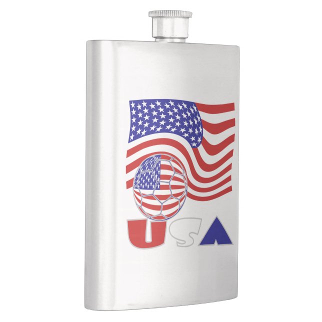 USA Flag Soccer Ball Hip Flask (Right)