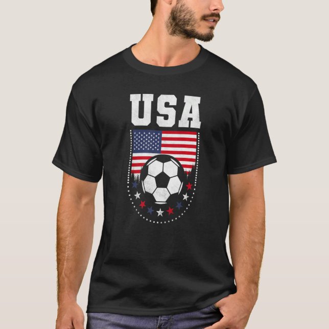 Usa Flag Soccer Fan T-Shirt (Front)