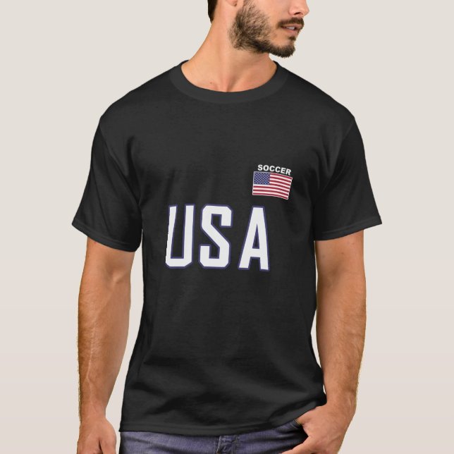 USA Flag Soccer Team Cool Futbol Equipment Men Wom T-Shirt (Front)
