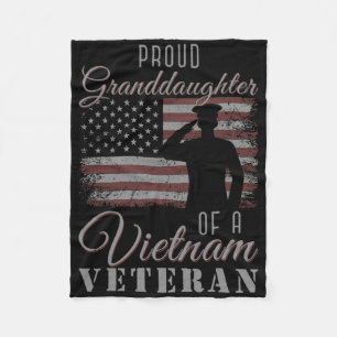 Usa Flag Soldier Proud Granddaughter Of A Vietnam Fleece Blanket