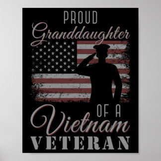 Usa Flag Soldier Proud Granddaughter Of A Vietnam Poster
