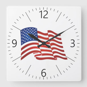 USA flag Square Wall Clock