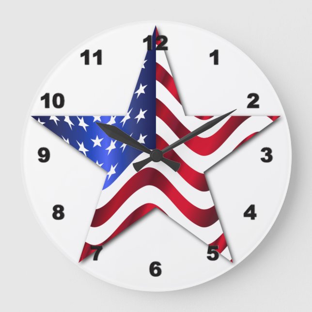 Usa Flag Star Acrylic Wall Clock (Front)