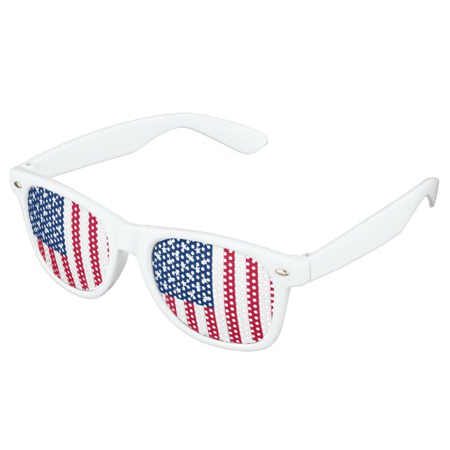 USA Flag Stars and Stripes 4th of July Patriotic Retro Sunglasses (Angled)