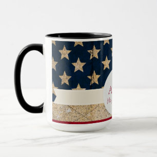 USA Flag Stars and Stripes Monogram Mug