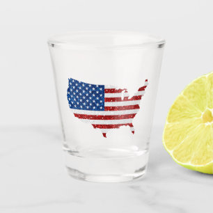 USA Flag Stars & Stripes July 4 Glitter Shot Glass