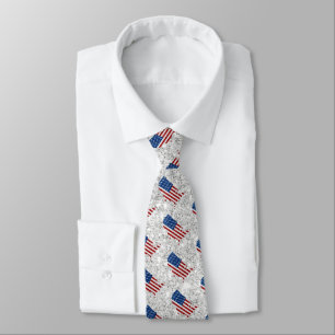 USA Flag Stars & Stripes July 4 Glitter Tie
