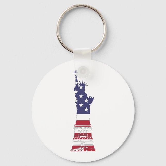 Usa Flag Statue Of Liberty Key Ring (Front)