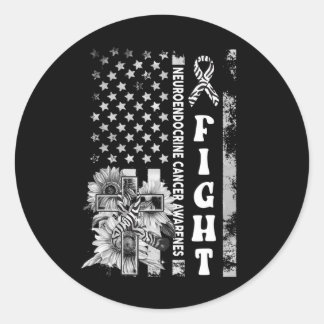 Usa Flag Sunflower Christian Burgundy Brain Aneury Classic Round Sticker