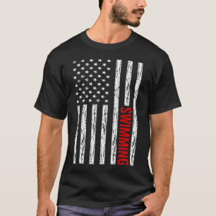 USA Flag Swimming Swim Swimmer T-Shirt