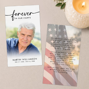 USA Flag Sympathy Funeral Photo Prayer Cards