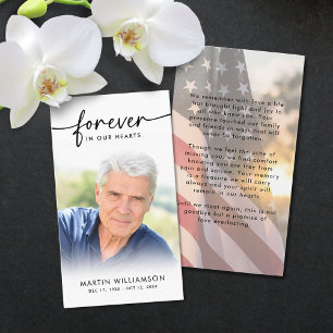USA Flag Sympathy Funeral Photo Prayer Cards