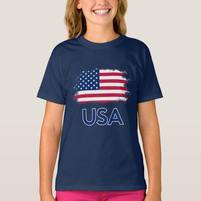 USA Flag     T-Shirt (Front)