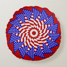 USA Flag-Teabag Folding 4-ROUND THROW PILLOW