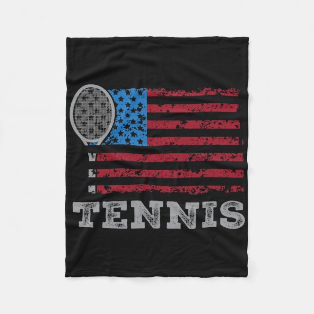 Usa Flag Tennis Mens Womens Us Tennis Lover Team S Fleece Blanket (Front)
