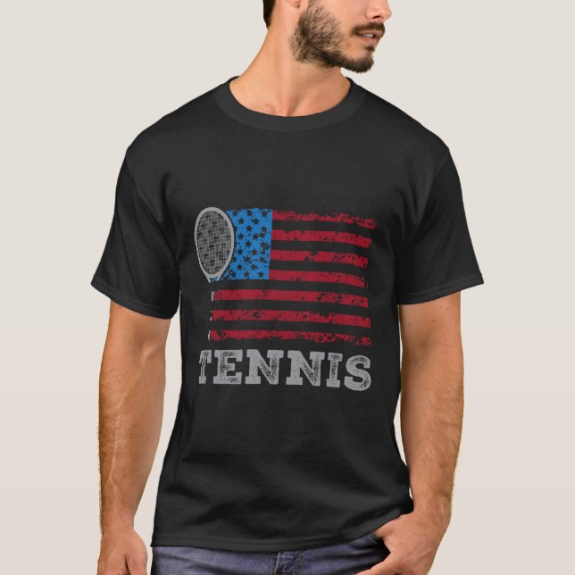 Usa Flag Tennis Mens Womens Us Tennis Lover Team S T-Shirt (Front)