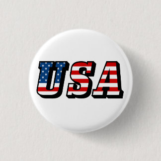 USA Flag Text 3 Cm Round Badge