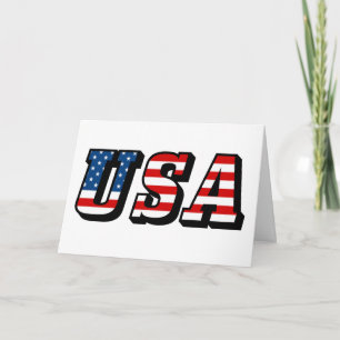 USA Flag Text Greeting Card