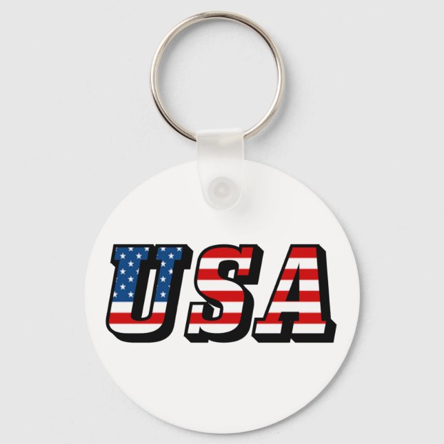 USA Flag Text Key Ring (Front)