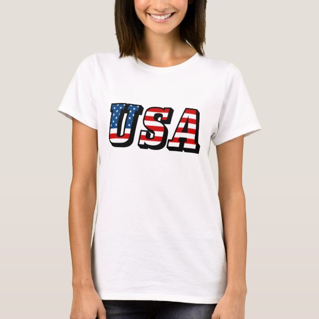 USA Flag Text T-Shirt (Front)