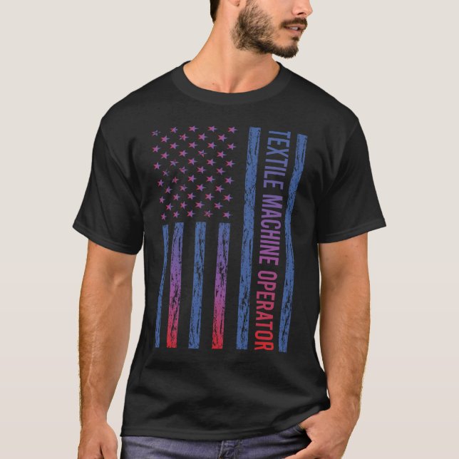USA Flag Textile Machine Operator T-Shirt (Front)
