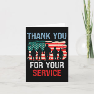 Usa Flag Thank You For Your Service - Memorial Card