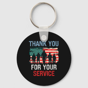 Usa Flag Thank You For Your Service - Memorial Key Ring