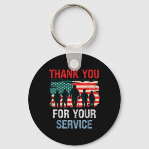Usa Flag Thank You For Your Service - Memorial Key Ring