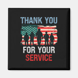 Usa Flag Thank You For Your Service - Memorial Magnet