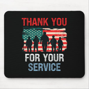 Usa Flag Thank You For Your Service - Memorial Mouse Pad
