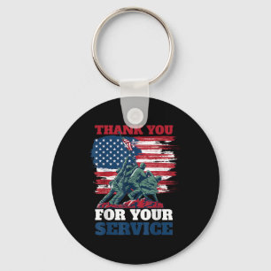 Usa Flag Thank You For Your Service - Veterans Key Ring