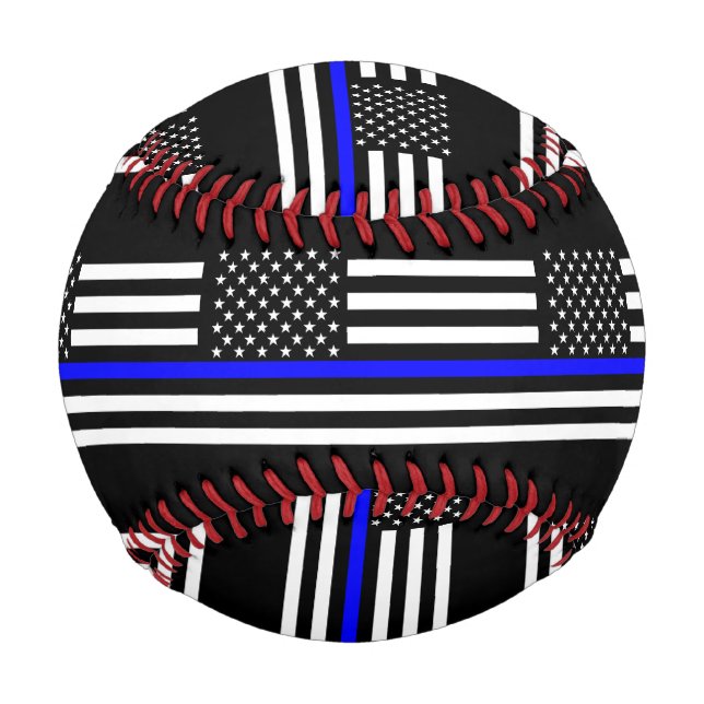 USA Flag The Thin Blue Line Theme Baseball (Front)
