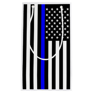 USA Flag The Thin Blue Line Theme Small Gift Bag