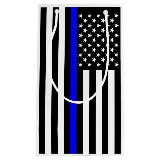 USA Flag The Thin Blue Line Theme Small Gift Bag (Front)