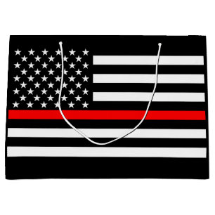 USA Flag The Thin Red Line Theme on a Large Gift Bag