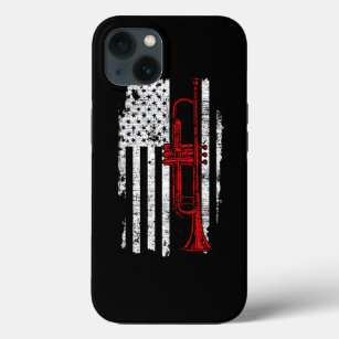 USA Flag Thin Red Line Jazz Music Gifts Trumpet iPhone 13 Case