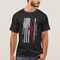 USA Flag Thin Red Line Jazz Music Gifts Trumpet T