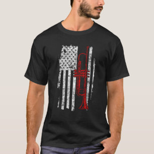 USA Flag Thin Red Line Jazz Music Gifts Trumpet T T-Shirt